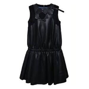 MIMISOL MI MI SOL GIRL'S 4 DRESS VEGAN LEATHER SLEEVELESS FLOWER APPLIQUE TULLE